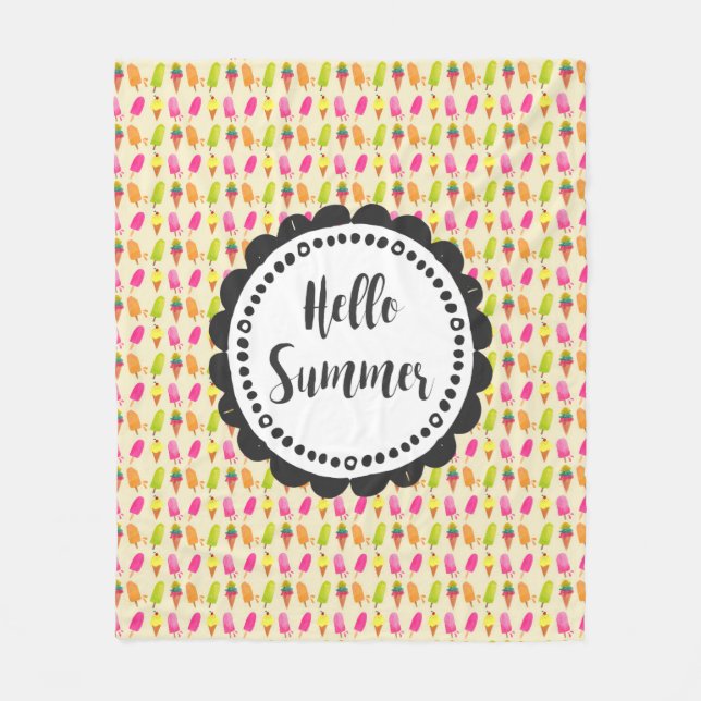 Couverture Polaire Bonjour Popsicles d'été et crème glacée (Devant)