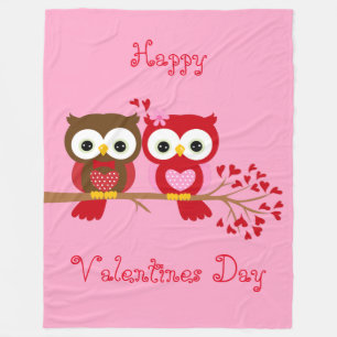 Couverture Polaire Bonne Saint Valentin Chouettes