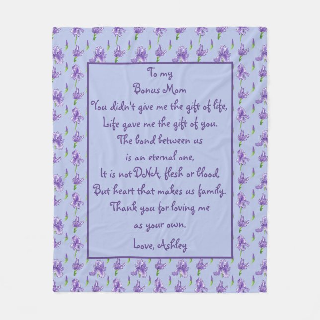 Couverture Polaire Bonus Maman Purple Iris Moyenne Blanche Toison (Devant)