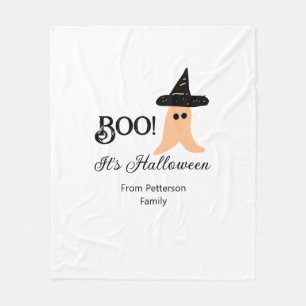 Couverture Polaire Boo c'est Halloween du nom de famille orange fantô