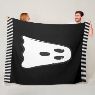 Couverture Polaire BOO ! Éffrayant Ghost Halloween noir blanc