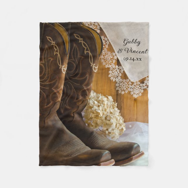 Couverture Polaire Boots de cowboy et dentelle Country Mariage de la  (Devant)