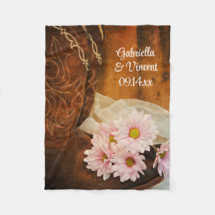 Couverture Polaire Boots de cowboy rose Daisées Mariage occidental