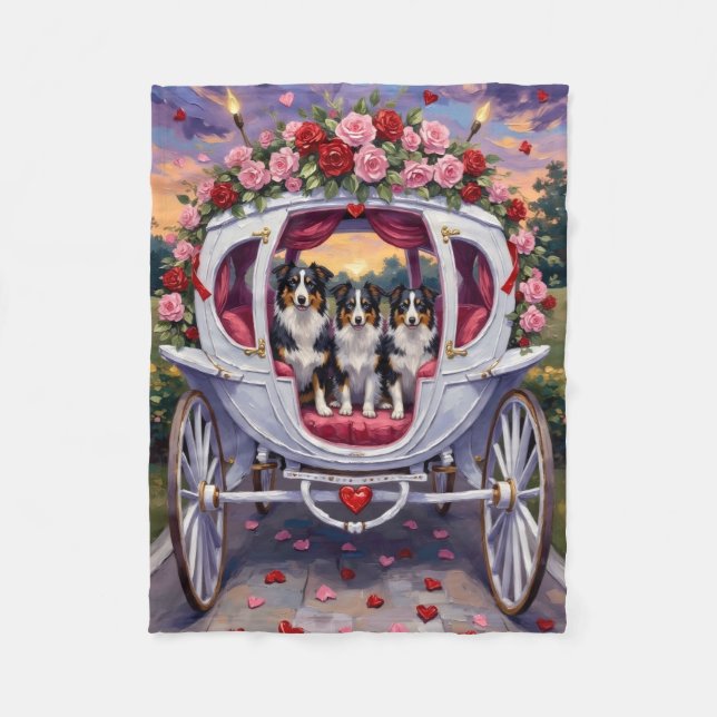 Couverture Polaire Border Collie Dog Valentine's Day (Devant)