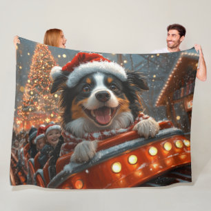 Couverture Polaire Bordure Collie Dog Roller Dessous de verre Noël