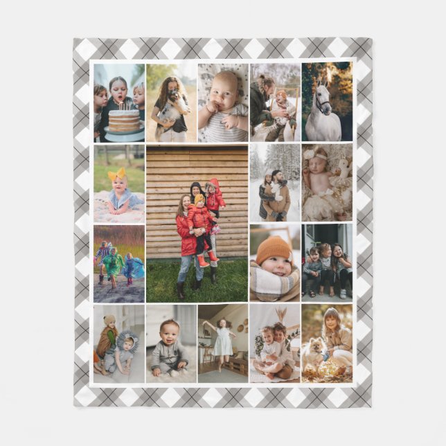 Couverture Polaire Bordure en plastique gris doux 17 Collage photo de (Devant)