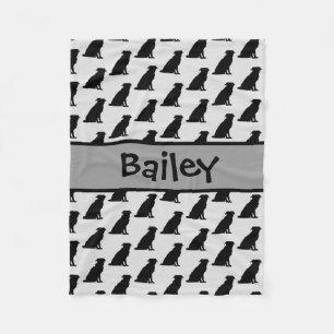 Couverture Polaire Bordure personnalisée Collie Chien Silhouette