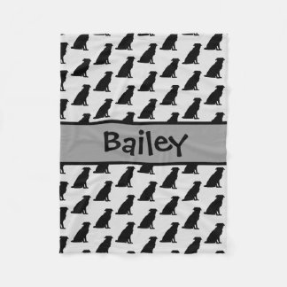 Couverture Polaire Bordure personnalisée Collie Chien Silhouette
