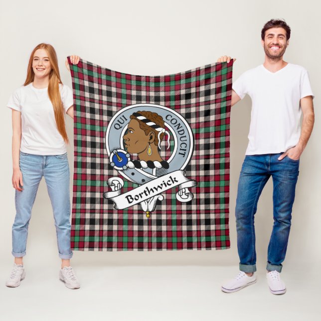 Couverture Polaire Borthwick Ancien Clan Badge Tartan Plaid (En situation)