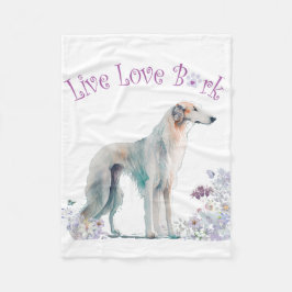 Couverture Polaire Borzoi Chien Maman Floral