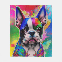 Boston Terrier Chien Coloré Paint Splash