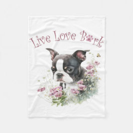 Couverture Polaire Boston Terrier Chien Maman Florale