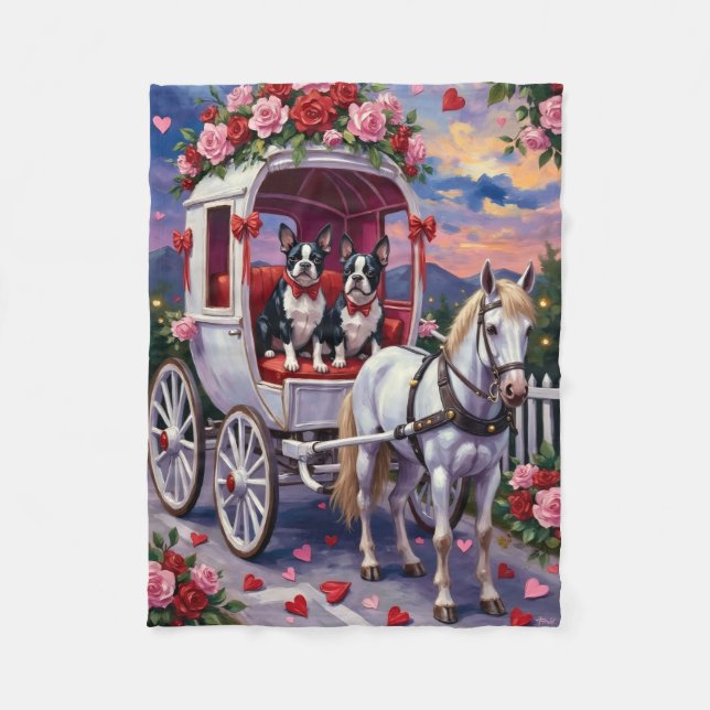 Couverture Polaire Boston Terrier  Dog Valentine's Day (Devant)