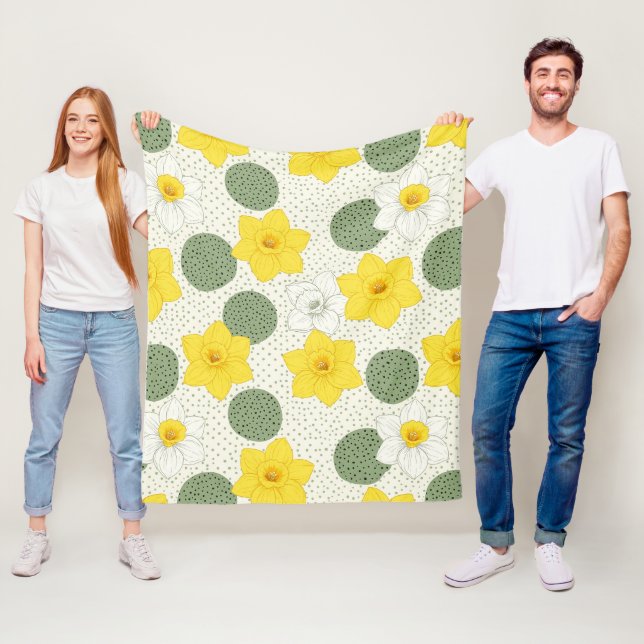 Couverture Polaire Botanical Daffodil Floral Geometric Pattern (1) (En situation)