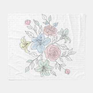 Couverture Polaire Botanical Line Art Garden