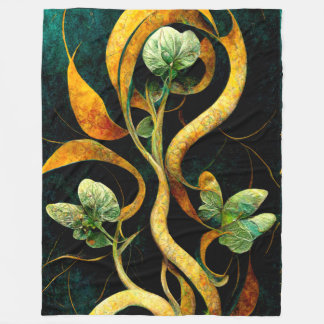 Couverture Polaire Botanical Orchid Greens & Golds