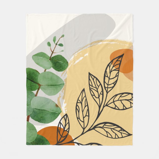 Couverture Polaire Botanique Boho Green Orange (Devant)