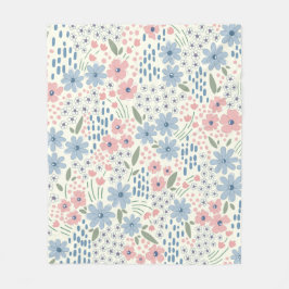 Couverture Polaire Botanique rose et bleu