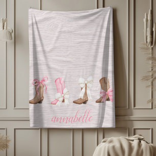 Couverture Polaire Bottes de cowgirl Cute Coquette Personnalisées