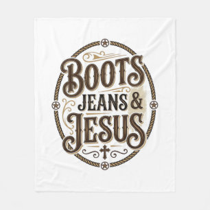 Couverture Polaire Bottes Jeans & Jésus Foi Occidentale Vintage