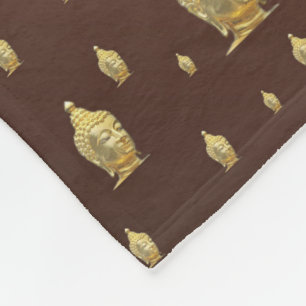 Couverture Polaire bouddha, doré + bouddha, motif asiatique, brillant