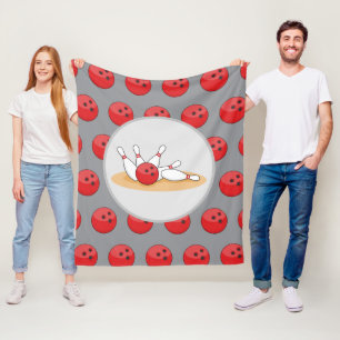 Couverture Polaire Boule de bowling frappant les quilles avec motif d