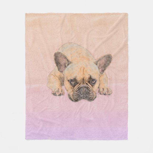 Couverture Polaire Bouledogue français - chien de Frenchie (Devant)