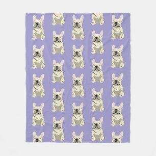 Couverture Polaire Bouledogue français crème,
