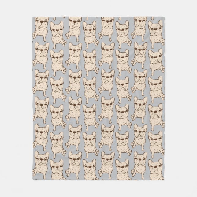 Couverture Polaire Bouledogue français crème (Devant)