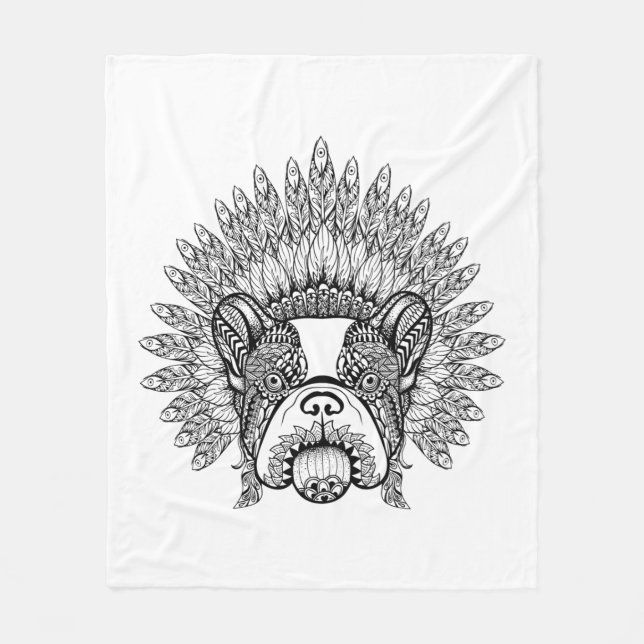 Couverture Polaire Bouledogue français inspiré dans le capot de (Devant)