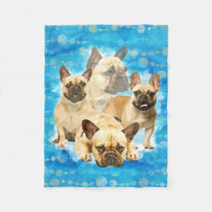 Couverture Polaire Bouledogues français - collage de Frenchie