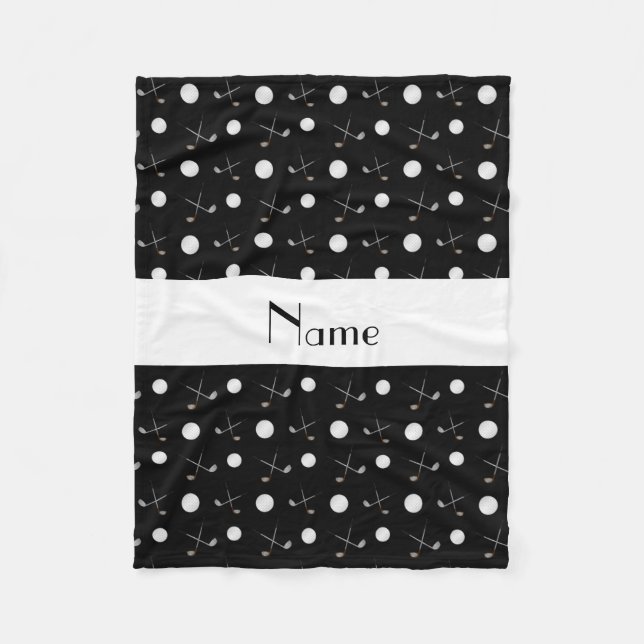 Couverture Polaire Boules de golf noires nommées personnalisées (Devant)