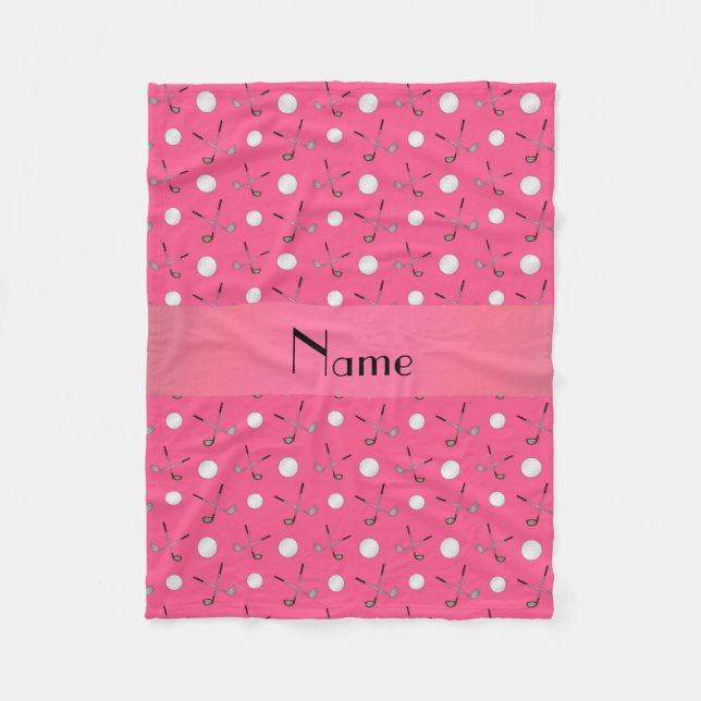 Couverture Polaire Boules de golf roses nommées personnalisées (Devant)