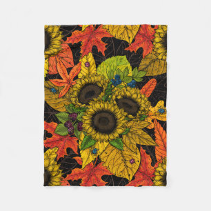 Couverture Polaire Bouquet d'automne noir