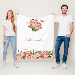 Couverture Polaire Bouquet floral rose pâle personnalisé