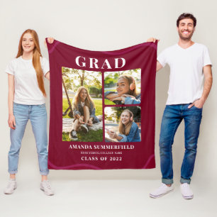 Couverture Polaire Bourgogne 3e année Photo Collage Graduation