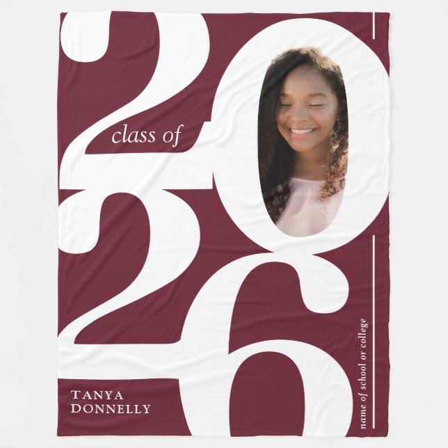 Couverture Polaire Bourgogne Photo 2025 Graduation (Devant)