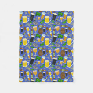 Couverture Polaire Bouteille de bière Hops Barley Motif Blue Brewery