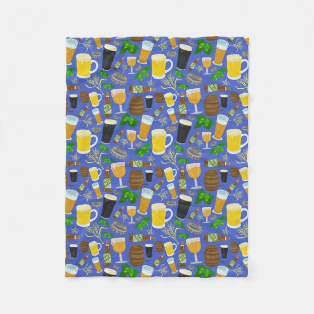 Couverture Polaire Bouteille de bière Hops Barley Motif Blue Brewery (Devant)
