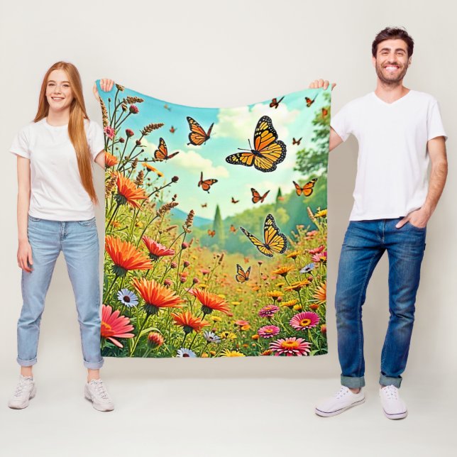 Couverture Polaire Bouton Fleur sauvage vibre Joy Design (En situation)