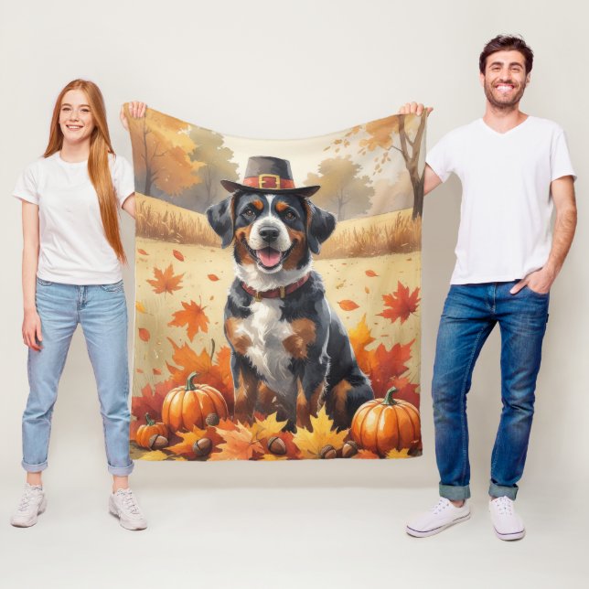 Couverture Polaire Bouviers de Flandres Autumn quitte Thankesgiving (En situation)