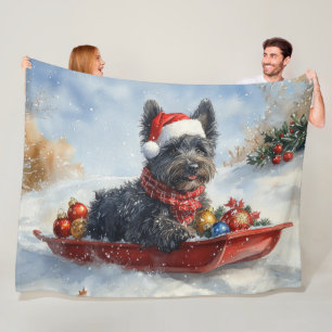 Couverture Polaire Bouviers Des Flandres Chien à Sledge Noël