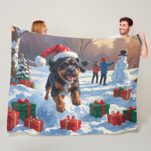 Couverture Polaire Bouviers des Flandres Scène de neige festive de No