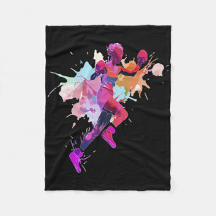 Couverture Polaire Boxeuse Femme Boxe Projections de peinture Kickbox