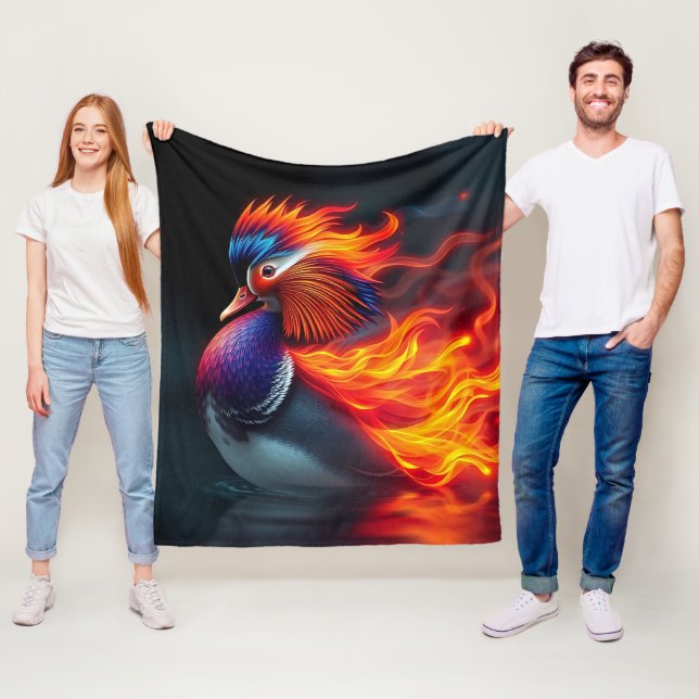 Couverture Polaire Boyon de flamme éblouissant canard mandarin chaud (En situation)