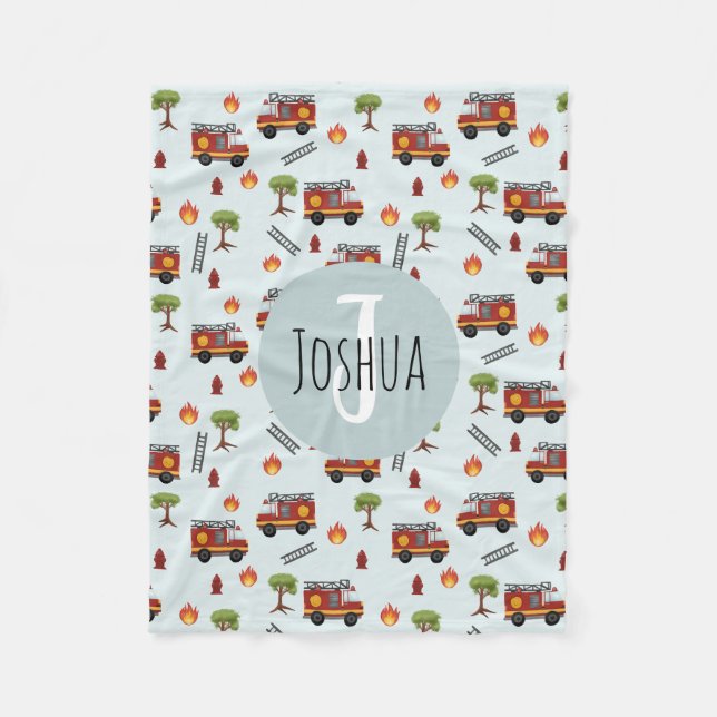 Couverture Polaire Boys jote pompier Moteur Motif de camion (Devant)
