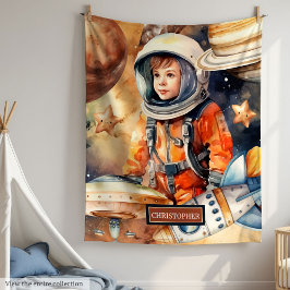 Couverture Polaire Boys Space Blanket Astronaut personnalisé Galaxy