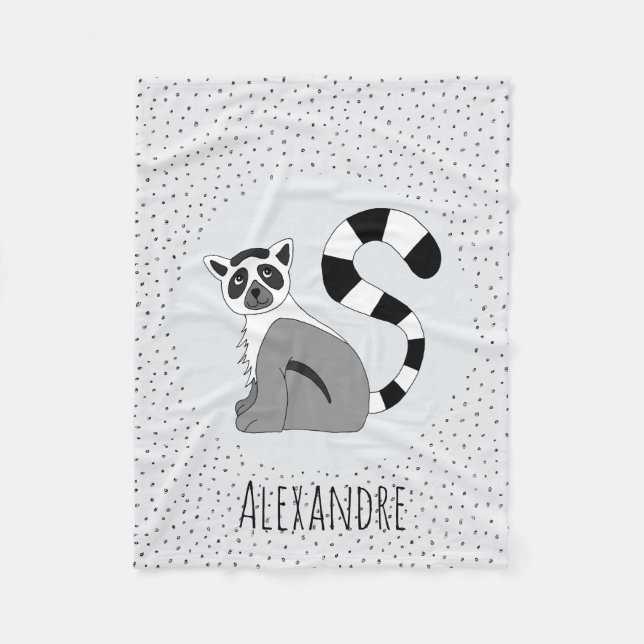 Couverture Polaire Boys Trendy Cute Jungle Lemur & Name Kids (Devant)