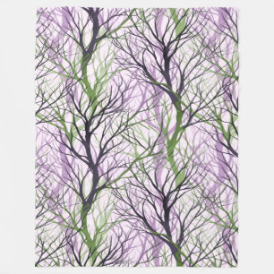 Couverture Polaire branches Abstraites d'arbres verts pourpres