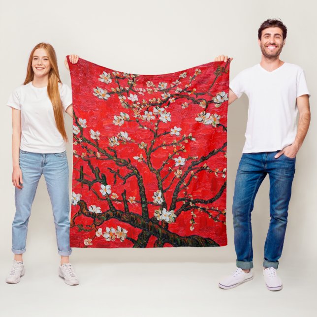 Couverture Polaire Branches d'Amandiers en fleurs, Van Gogh (En situation)